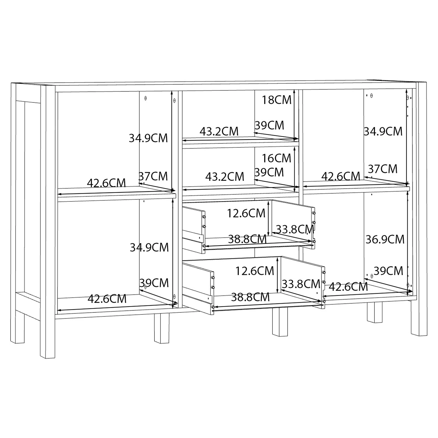 Loftscape Buffet Thurles I - Imitation chêne Sonoma / Blanc 7 Loftscape Buffet Thurles I - Imitation chêne Sonoma / Blanc – Image 7
