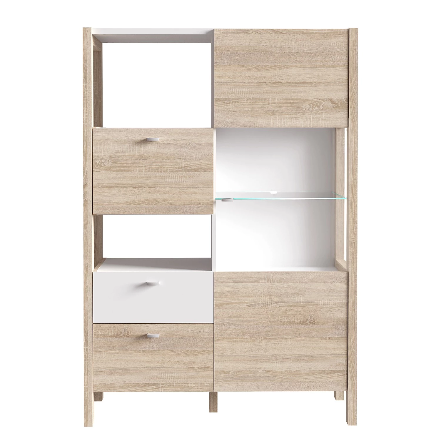 Loftscape Buffet haut Thurles - Imitation chêne Sonoma / Blanc 2 Loftscape Buffet haut Thurles - Imitation chêne Sonoma / Blanc – Image 2