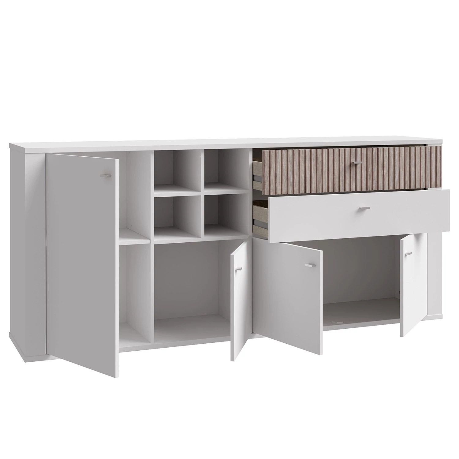 Loftscape Buffet Millquarter - Blanc / Imitation chêne clair 4 Loftscape Buffet Millquarter - Blanc / Imitation chêne clair – Image 4