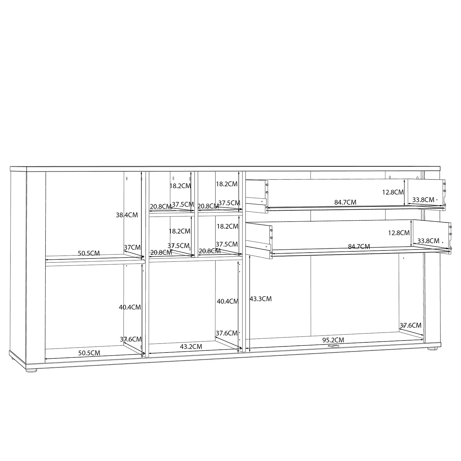 Loftscape Buffet Millquarter - Blanc / Imitation chêne clair 7 Loftscape Buffet Millquarter - Blanc / Imitation chêne clair – Image 7