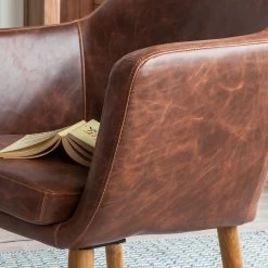 Mørteens Chaises à accoudoirs Nicholas - Cuir synthétique Aken: Marron vintage - 1 chaise -ÉcoMaison Soldes armlehnenstuhl nicholas i kunstleder schokolade 3784748