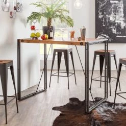 Ars manufacti Tabourets de bar Manchester (lot de 2) - Acacia massif / Métal - Acacia / Anthracite -ÉcoMaison Soldes barhocker manchester 2er set akazie massiv metall 4873812