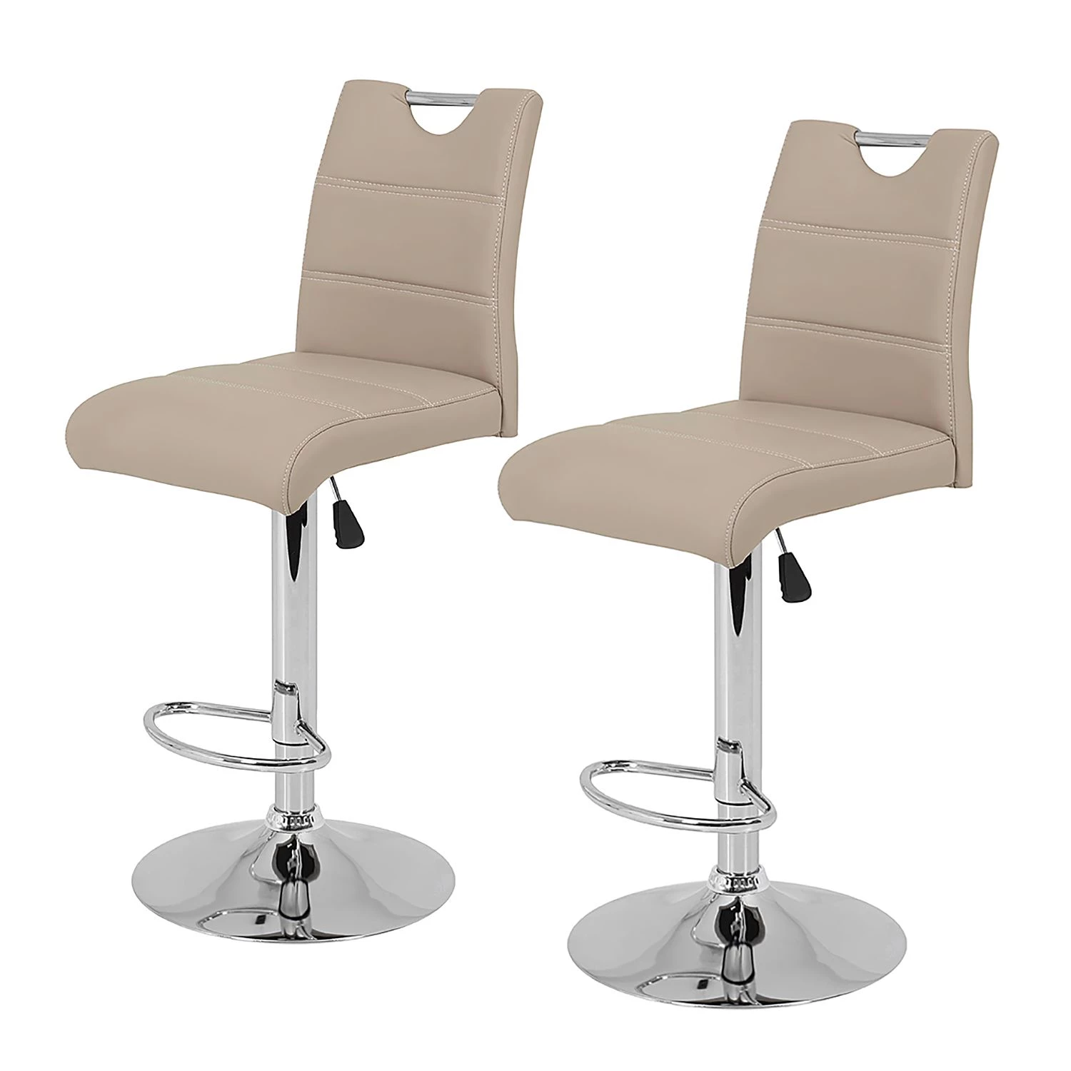 Fredriks Chaises de bar Malte (lot de 2) - Imitation cuir / Métal - Chrome - Cappuccino 1 Fredriks Chaises de bar Malte (lot de 2) - Imitation cuir / Métal - Chrome - Cappuccino