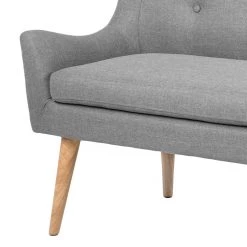 Mørteens Banquette Kamma (2 places) - Tissu / Chêne massif - Gris / Chêne -ÉcoMaison Soldes diningsofa kamma 2 sitzer webstoff eiche massiv hellgrau eiche 4851944
