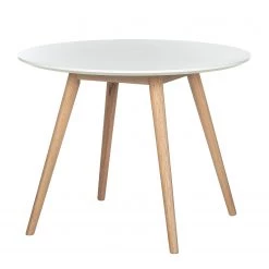 Mørteens Table Lindholm II - Partiellement en chêne massif - Blanc - Diamètre : 100 cm