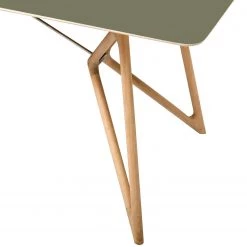Studio Copenhagen Table Tigg - Vert olive / Chêne - 160 x 90 cm -ÉcoMaison Soldes esstisch tink eiche massiv linoleum olivgruen eiche 160 x 90 cm 4738600