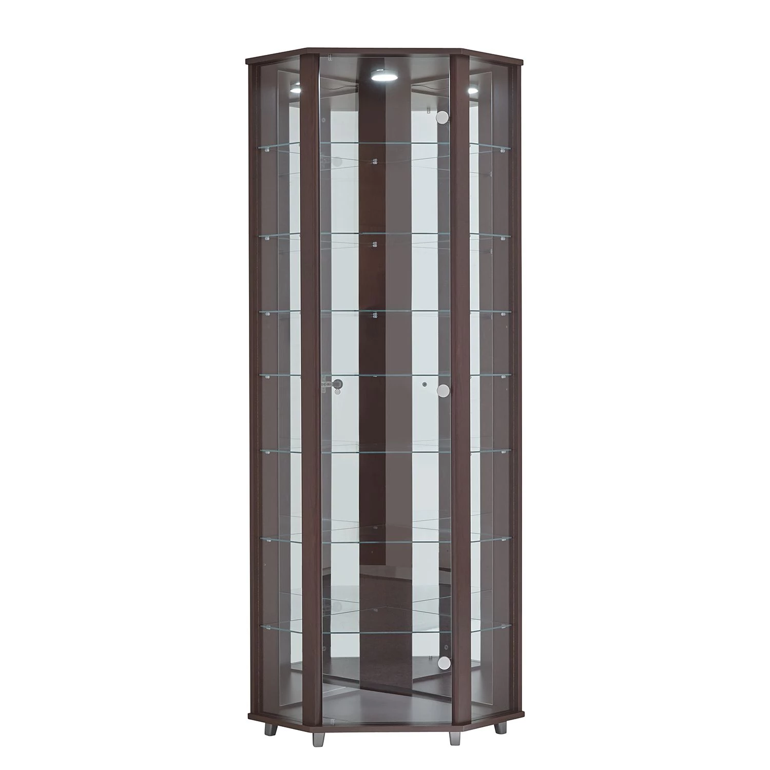 Fredriks Vitrine d'angle Amalia II - Éclairage inclus - Imitation frêne foncé - Imitation wengé 1 Fredriks Vitrine d'angle Amalia II - Éclairage inclus - Imitation frêne foncé - Imitation wengé