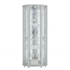 Fredriks Vitrine d'angle Amalia II - Éclairage inclus - Imitation frêne foncé - Blanc -ÉcoMaison Soldes fif vitrinen led 18 05 2017 4922000