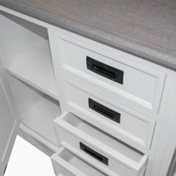 Maison Belfort Commode Nasinu V - Partiellement en paulownia massif - Blanc / Gris ancien -ÉcoMaison Soldes kommode braun weiss 4727836
