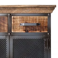 Ars manufacti Buffet Hunter II - Métal / Manguier massif- Manguier / Gris bleu -ÉcoMaison Soldes kommode hunter ii metall mango massiv mango blaugrau 4845732