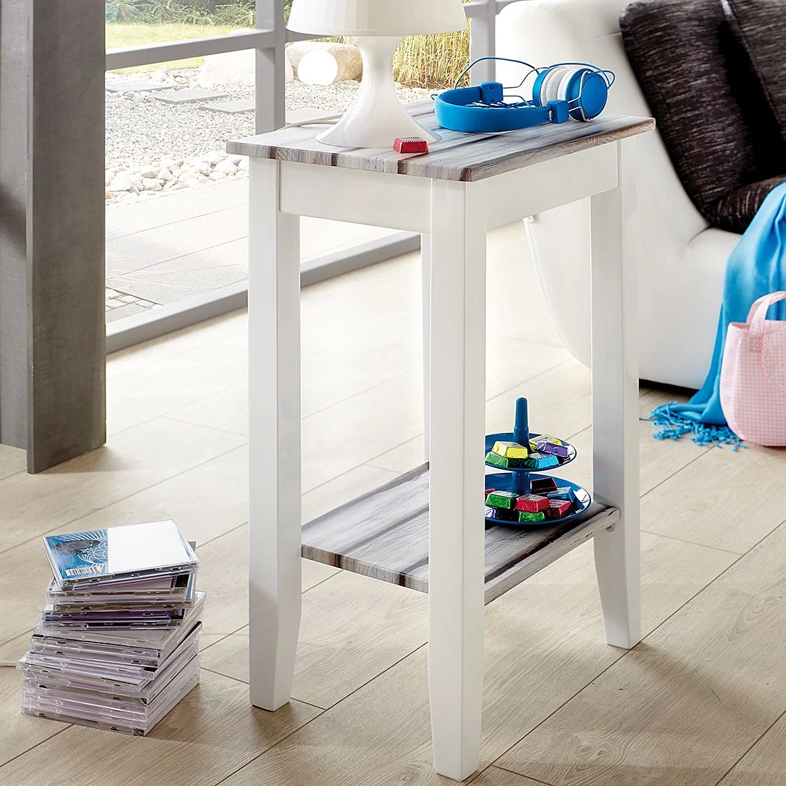 Home Design Console Gironde - Blanc brillant / Imitation pin 2 Home Design Console Gironde - Blanc brillant / Imitation pin – Image 2