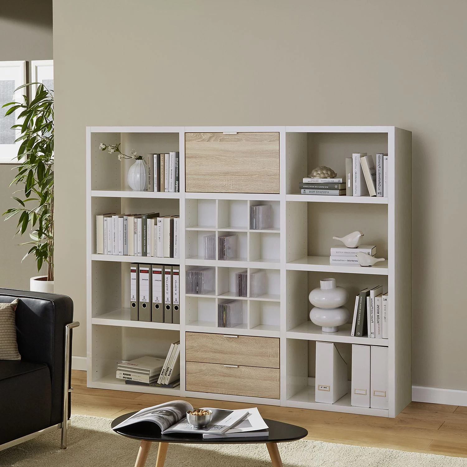 Fredriks Etagère Concept V - Blanc brillant / Imitiation chêne 2 Fredriks Etagère Concept V - Blanc brillant / Imitiation chêne – Image 2