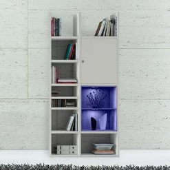 Loftscape Etagère Emporior IV - Blanc / Imitation chêne de Sonoma - Avec éclairage -ÉcoMaison Soldes regal emporior iv rgb led beleuchtung weiss eiche sonoma dekor 3398073