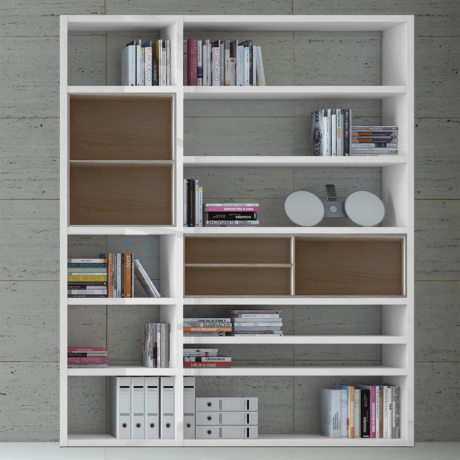 Loftscape Etagère Emporior II.B - Blanc brillant / Imitation chêne de Sonoma - Sans éclairage 2 Loftscape Etagère Emporior II.B - Blanc brillant / Imitation chêne de Sonoma - Sans éclairage – Image 2