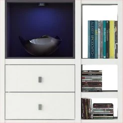 Loftscape Etagère Emporior III.A - Blanc / Noir - Avec éclairage -ÉcoMaison Soldes regalwand emporior iii a weiss schwarz 289573