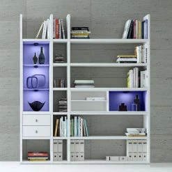 Loftscape Etagère Emporior III.B - Blanc - Avec éclairage -ÉcoMaison Soldes regalwand emporior iii b rgb led beleuchtung weiss 3397801