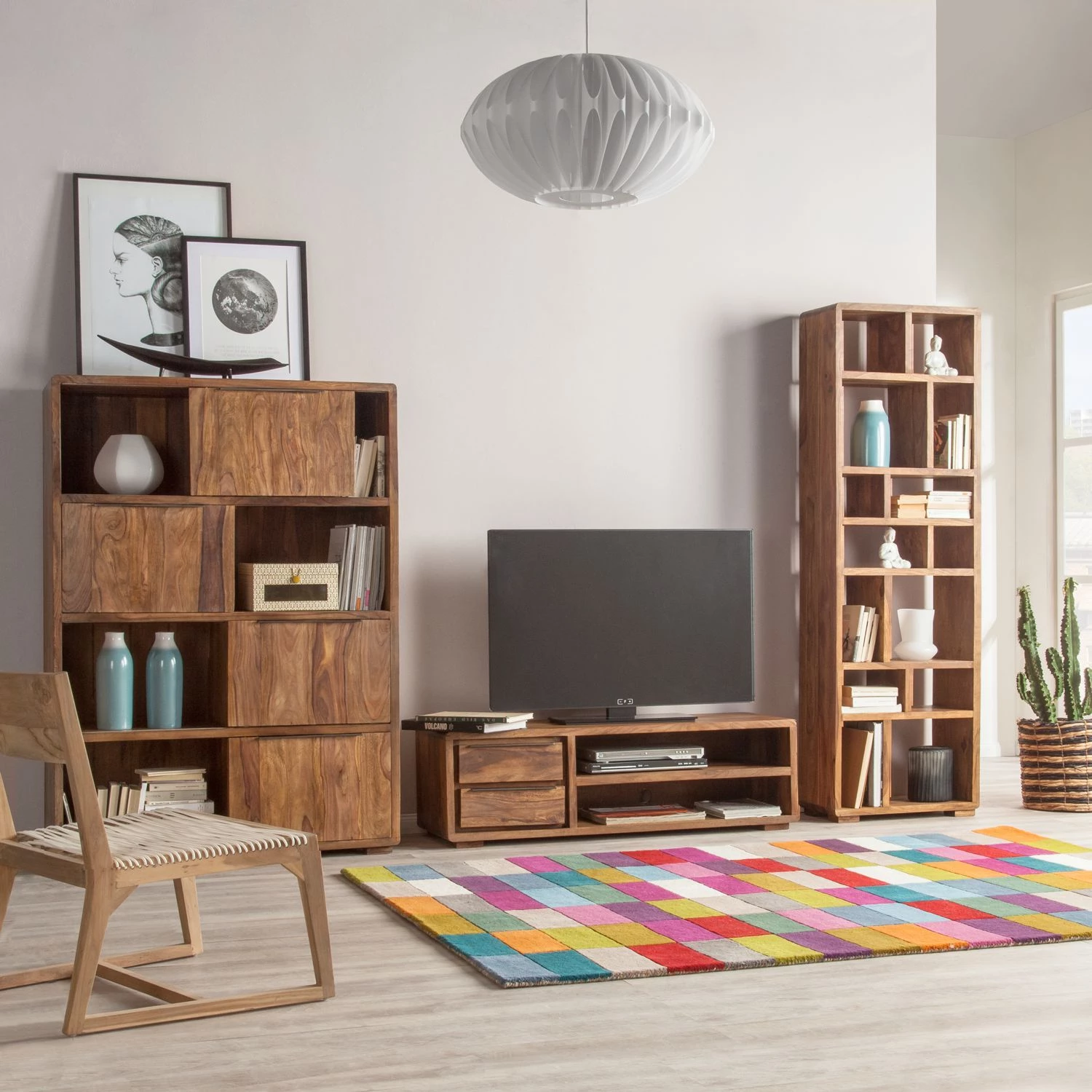 Ars Natura Bibliothèque Trangle - Sheesham massif 2 Ars Natura Bibliothèque Trangle - Sheesham massif – Image 2