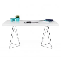 Temahome Table Hueva - Blanc / Chrome - Largeur : 160 cm 15 Temahome Table Hueva - Blanc / Chrome - Largeur : 160 cm -ÉcoMaison Soldes schreibtisch multi trestles mattweiss 5005800