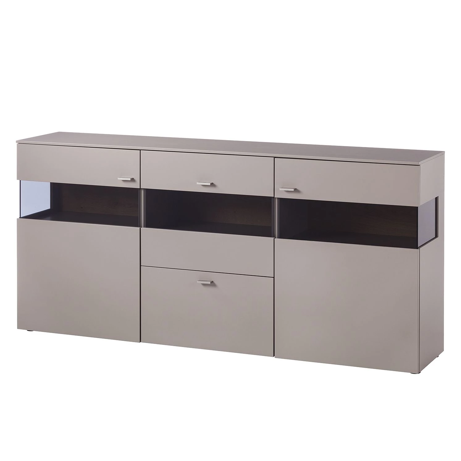 GWINNER Buffet Anzio - Mat fango / Chêne de poutre - Avec éclairage 1 GWINNER Buffet Anzio - Mat fango / Chêne de poutre - Avec éclairage