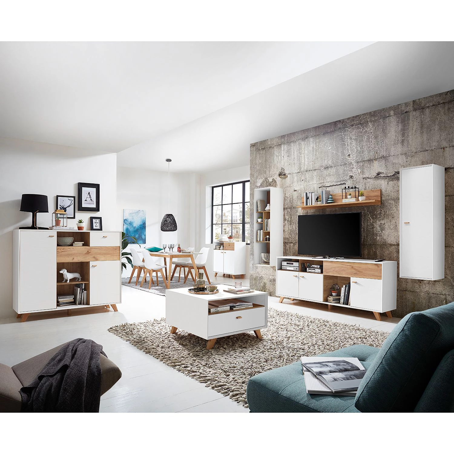 Germania Armoire suspendue Calvi II - Imitation pin blanc / Imitation chêne de Navarra 2 Germania Armoire suspendue Calvi II - Imitation pin blanc / Imitation chêne de Navarra – Image 2