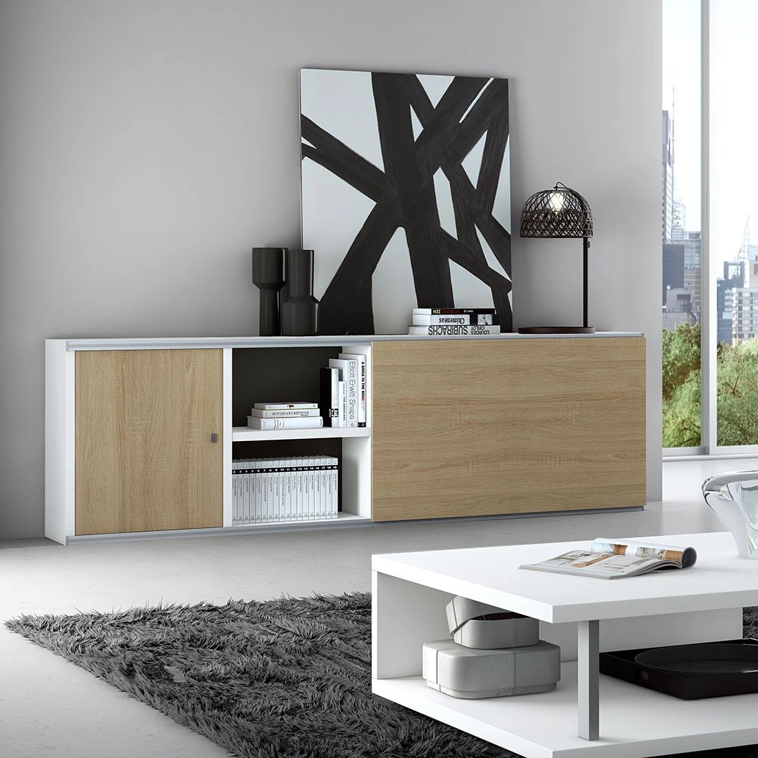 Loftscape Buffet Emporior III.A - Imitation chêne / Blanc 2 Loftscape Buffet Emporior III.A - Imitation chêne / Blanc – Image 2