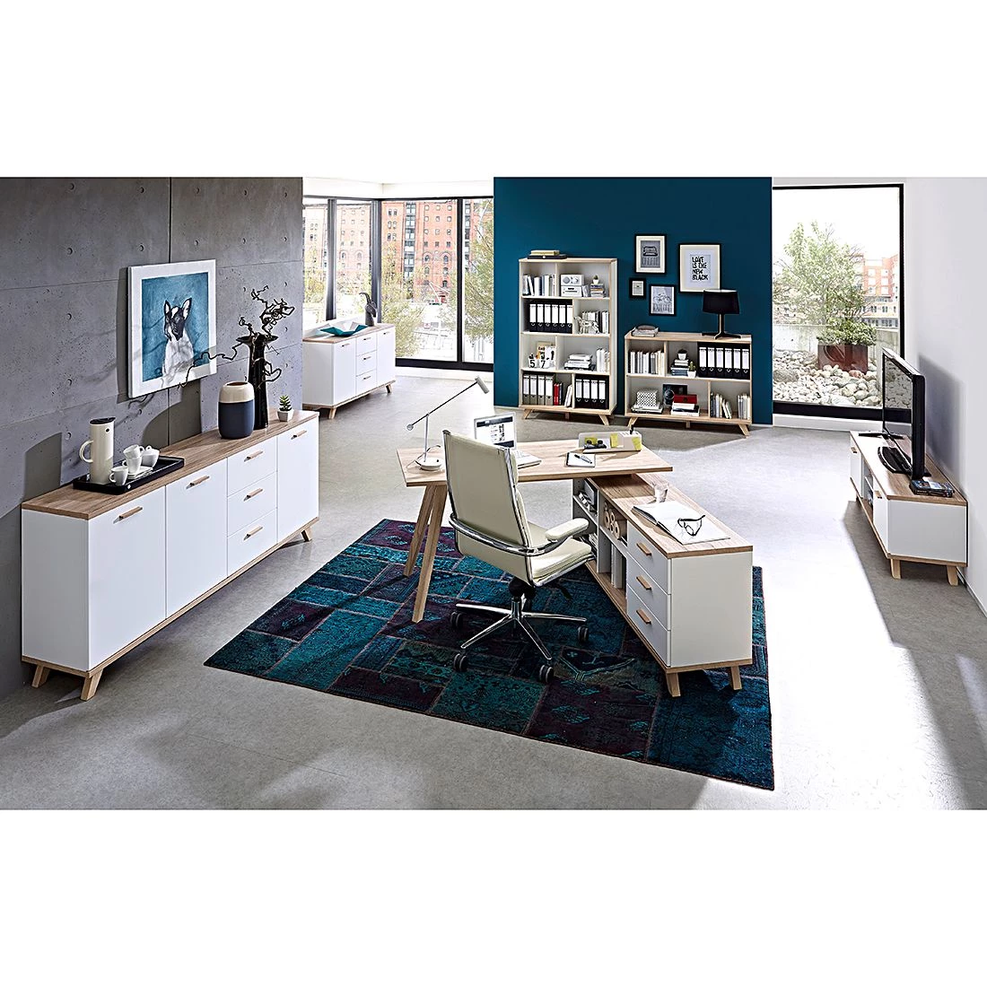 Germania Buffet Neston II - Blanc mat / Imitation chêne de Sanremo 5 Germania Buffet Neston II - Blanc mat / Imitation chêne de Sanremo – Image 5