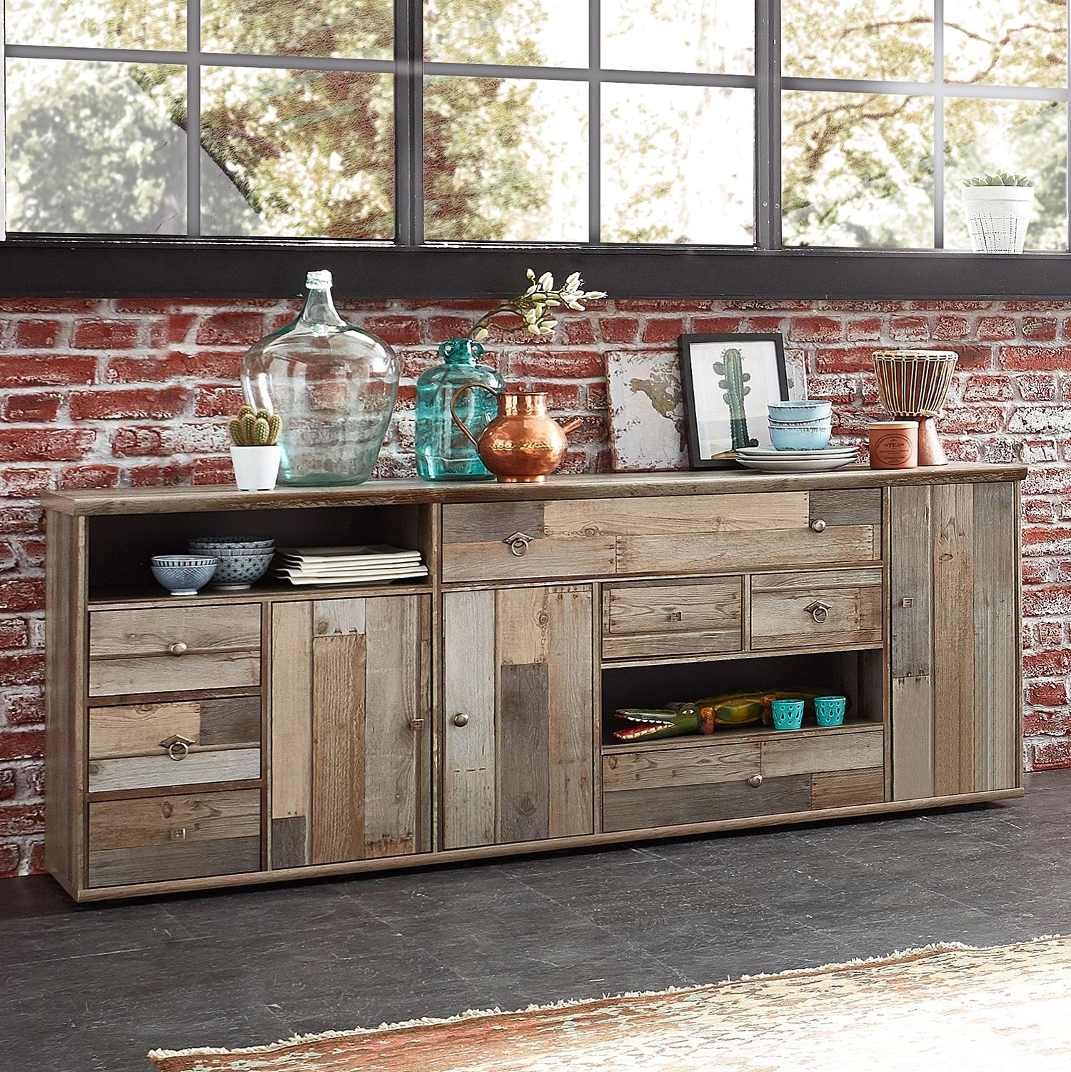 Red Living Buffet bas Tapara - Marron / Gris 2 Red Living Buffet bas Tapara - Marron / Gris – Image 2