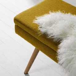 Mørteens Banquette Nicholas - Jaune curry -ÉcoMaison Soldes sitzbank nicholas webstoff eiche massiv currygelb 4700284