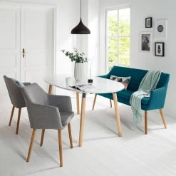 Mørteens Banquette Nicholas II - Bleu pétrole -ÉcoMaison Soldes sofabank nicholas ii webstoff eiche massiv petrol 4851544