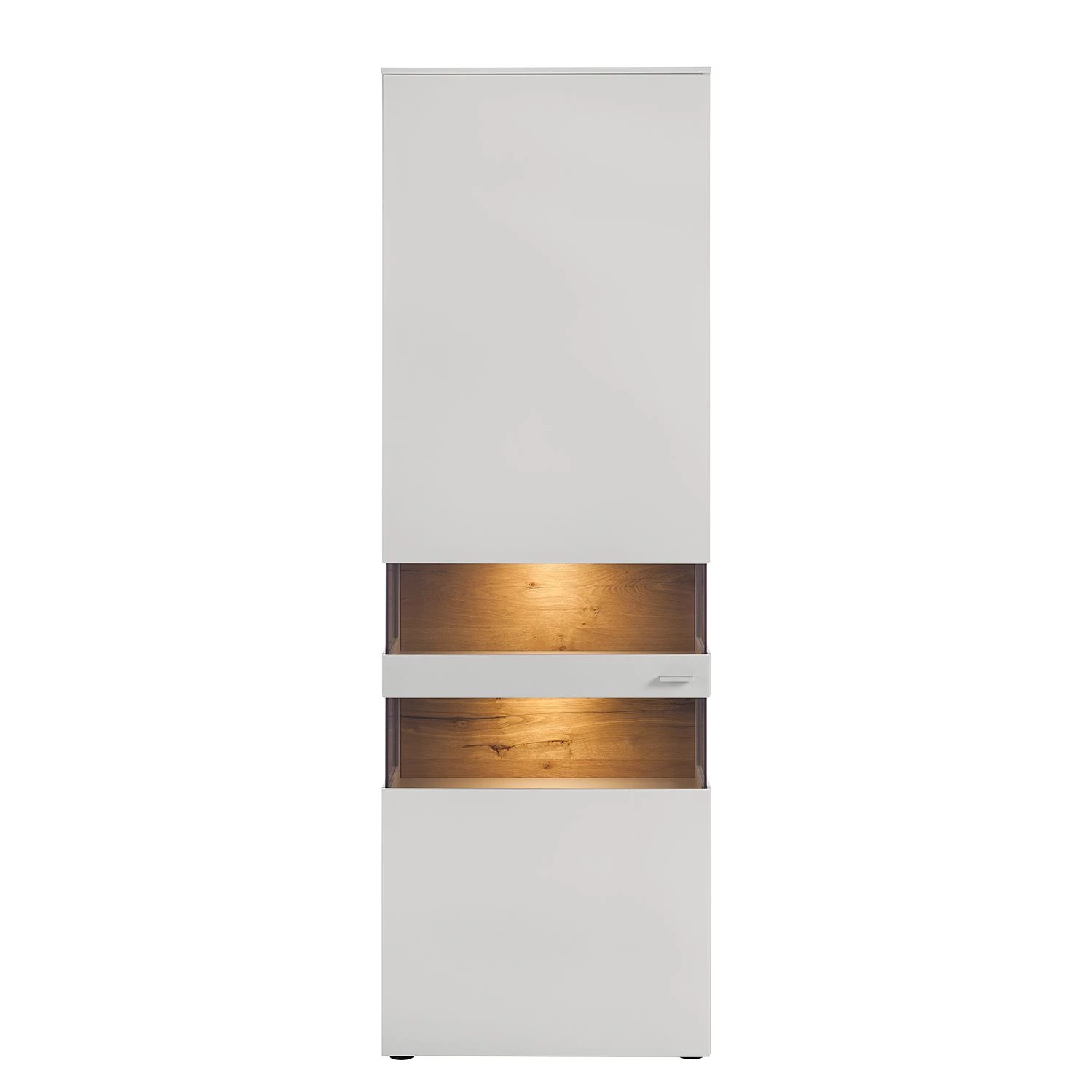 GWINNER Vitrine Anzio - Mat blanc / Chêne de poutre - Butoir à gauche - Avec éclairage 6 GWINNER Vitrine Anzio - Mat blanc / Chêne de poutre - Butoir à gauche - Avec éclairage – Image 6