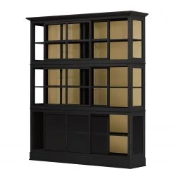 Maison Belfort Vitrine Azjana - Noir / Pin crème -ÉcoMaison Soldes vitrinenschrank azjana pinie teilmassiv schwarz pinie creme 3393037
