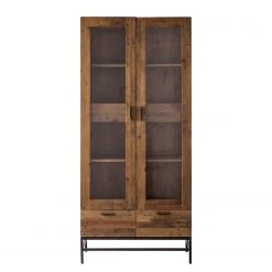 Ars manufacti Armoire vitrine Grasby - Pin recyclé / Métal - Pin foncé / Noir -ÉcoMaison Soldes vitrinenschrank grasby altholz pinie metall pinie dunkel schwarz 4884848