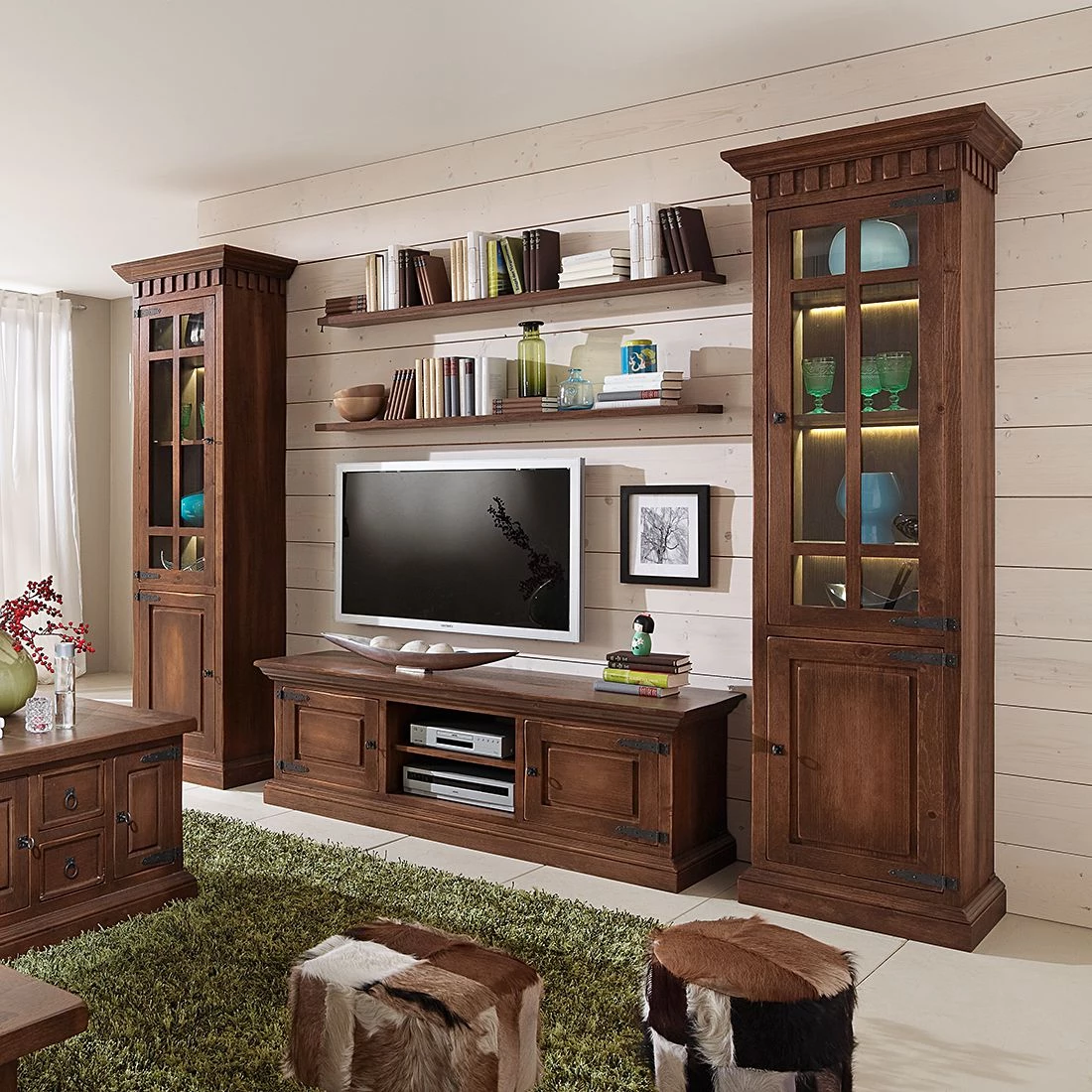 Ridgevalley Armoire vitrine Vicuna II - Pin massif - Marron - Sans éclairage 2 Ridgevalley Armoire vitrine Vicuna II - Pin massif - Marron - Sans éclairage – Image 2