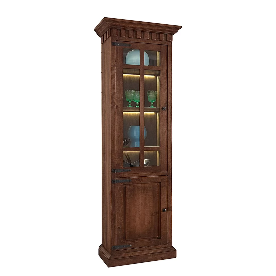 Ridgevalley Armoire vitrine Vicuna II - Pin massif - Marron - Sans éclairage 1 Ridgevalley Armoire vitrine Vicuna II - Pin massif - Marron - Sans éclairage