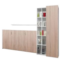 Loftscape Ensemble lit mural Godia I - Blanc / Imitation chêne de Sonoma - Maletas de mousse -ÉcoMaison Soldes wandklappbett kombination godia i 90 x 200 cm schaumstoffmatratze weiss eiche sonoma dekor 1721682