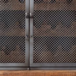 Ars manufacti Armoire à vin Hunter - Manguier massif / Métal - Manguier / Gris bleu -ÉcoMaison Soldes weinschrank hunter mango massiv metall mango blaugrau 4845752