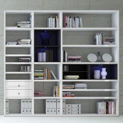 Loftscape Etagère XL Emporior l.A - Blanc brillant / Noir - Avec éclairage -ÉcoMaison Soldes xl regalwand emporior i a mit beleuchtung hochglanz weiss schwarz 2219302