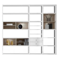 Loftscape Etagère XL Emporior l.B - Blanc brillant / Imitation chêne de Sonoma - Avec éclairage