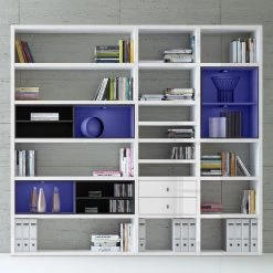 Loftscape Etagère XL Emporior l.B - Blanc brillant / Noir - Avec éclairage -ÉcoMaison Soldes xl regalwand emporior i b rgb led beleuchtung hochglanz weiss schwarz 3396581