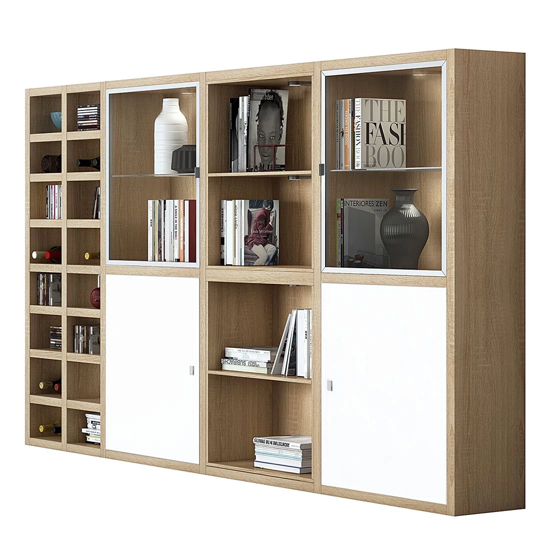 Loftscape Mur d'étagères XL IX.B - Blanc / Imitation chêne 1 Loftscape Mur d'étagères XL IX.B - Blanc / Imitation chêne