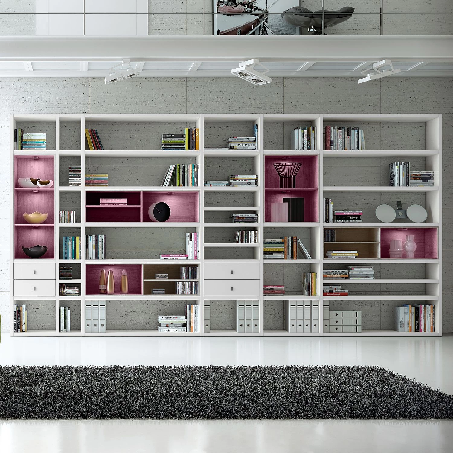 Loftscape Etagère XXL Emporior l.A - Blanc / Imitation chêne de Sonoma - Avec éclairage 4 Loftscape Etagère XXL Emporior l.A - Blanc / Imitation chêne de Sonoma - Avec éclairage – Image 4