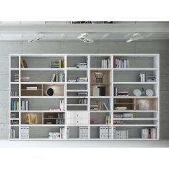 Loftscape Etagère XXL Emporior II - Blanc brillant / Imitation chêne de Sonoma - Avec éclairage -ÉcoMaison Soldes xxl regalwand emporior ii mit beleuchtung hochglanz weiss eiche sonoma dekor 2220654
