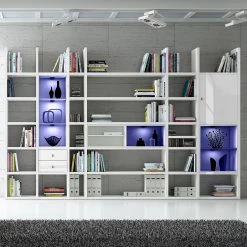 Loftscape Etagère XXL Emporior V.A - Blanc brillant / Blanc - Avec éclairage -ÉcoMaison Soldes xxl regalwand emporior v a rgb led beleuchtung hochglanz weiss weiss 3396861