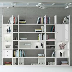 Loftscape Etagère XXL Emporior V.I - Blanc brillant / Blanc - Avec éclairage -ÉcoMaison Soldes xxl regalwand emporior vi mit beleuchtung hochglanz weiss weiss 2206622