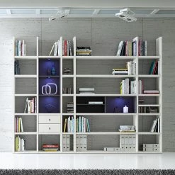 Loftscape Etagère XXL Emporior VII - Blanc / Noir - Avec éclairage -ÉcoMaison Soldes xxl regalwand emporior vii rgb led beleuchtung weiss schwarz 3397257