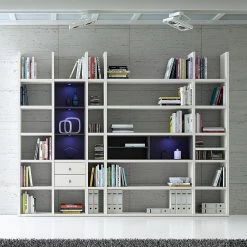 Loftscape Etagère XXL Emporior VII - Blanc / Noir - Avec éclairage -ÉcoMaison Soldes xxl regalwand emporior vii weiss schwarz 289445